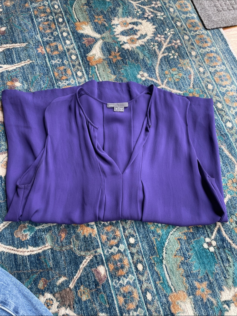 Vince Deep Purple V-Neck Blouse